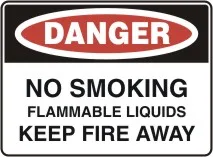 D 182 — NO SMOKING FLAMMABLE LIQUIDS KEEP FIRE AWAY